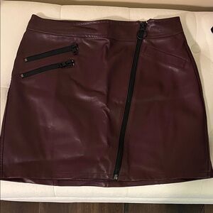 Express Burgundy Faux Leather Mini Skirt